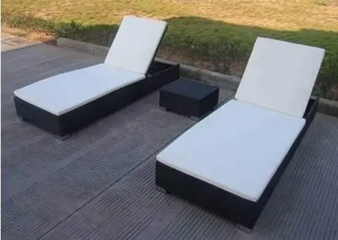 3-Piece Wicker Outdoor Chaise Lounge Set with Cushions