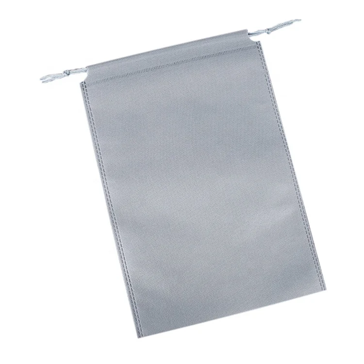 Double strings eco-friendly grocery bag nonwoven drawstring bag black