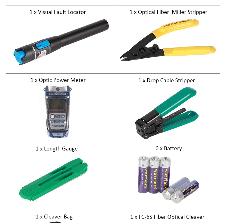 Wholesale High Quality Fiber Optical Power Meter Visual Fault Locator Fiber Cleaver FTTH Optic Fiber Tool Kit
