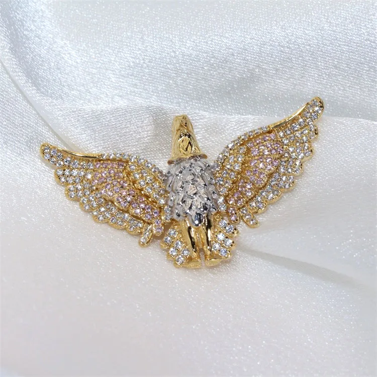 18K Gold Plated Eagle Charms Shiny Zircon Jewelry Pendant For Men Women Gift
