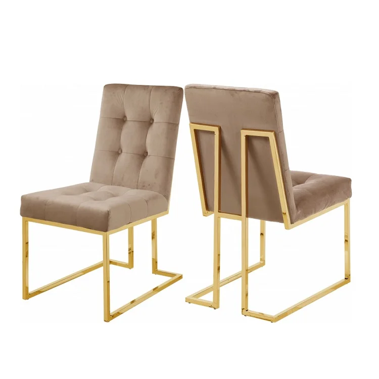 Modern Design Elegant Stainless Steel Leg Velvet Armless Sofa Upholstered Dining Chair for Home Hotel Restaurant