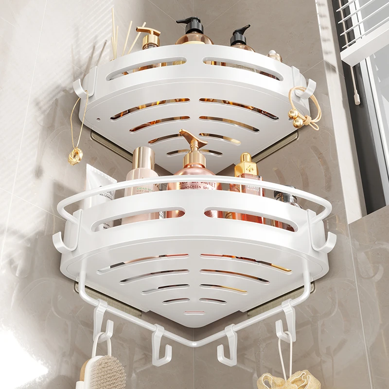 Space Aluminum Bathroom Frame Shower Storage Rack Towel And Soap Rack Bathroom Corner Shelf Rack
