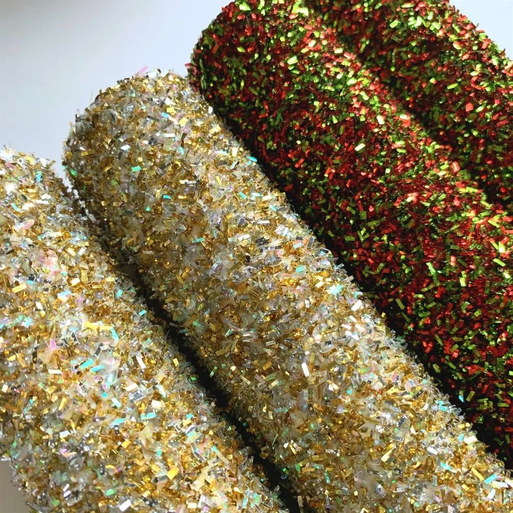 Tinsel glitter fabric sheets & faux leather for christmas decorations