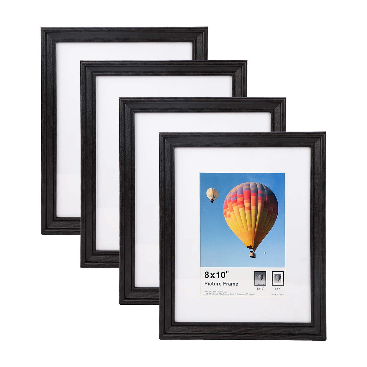 Оптовая продажа фоторамка 8x10 5x7 с ковриком или без коврика черная деревянная для настенного и настольного дисплея