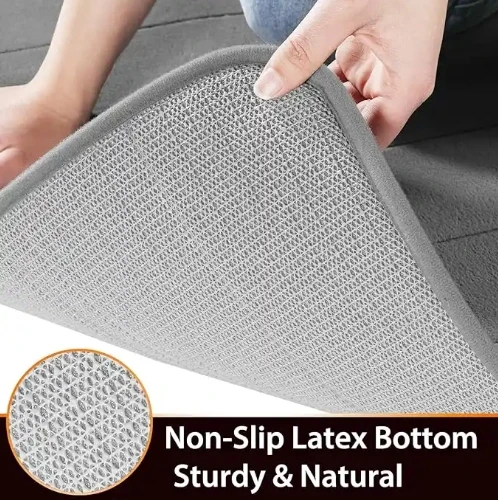 Super Water Absorption Foldable Memory Foam Bath Mat Rug Gray Bathroom non slip shower mat