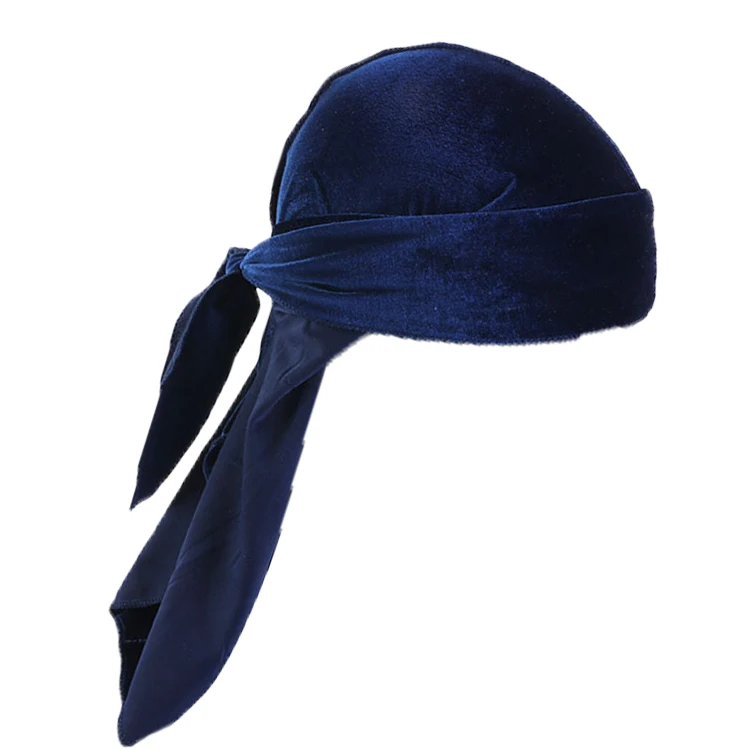 Solid Color Velvet Durags Outdoor Cycling Turban Pirate Hat Ethnic Bandana Headscarf Men Sports Beach Travel Casual-Quality Hair