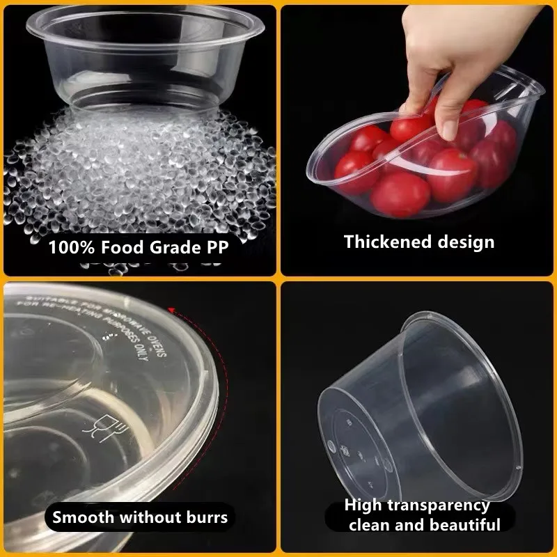 300ML Round plastic food storage container with lids disposable food container box
