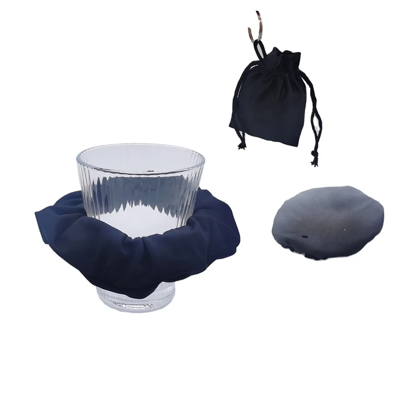 Tiktok Free Sample Custom Logo No Moq Scrunchies Drink Cover Spiking Black Elastic Drink Cover Scrunchie With Straw