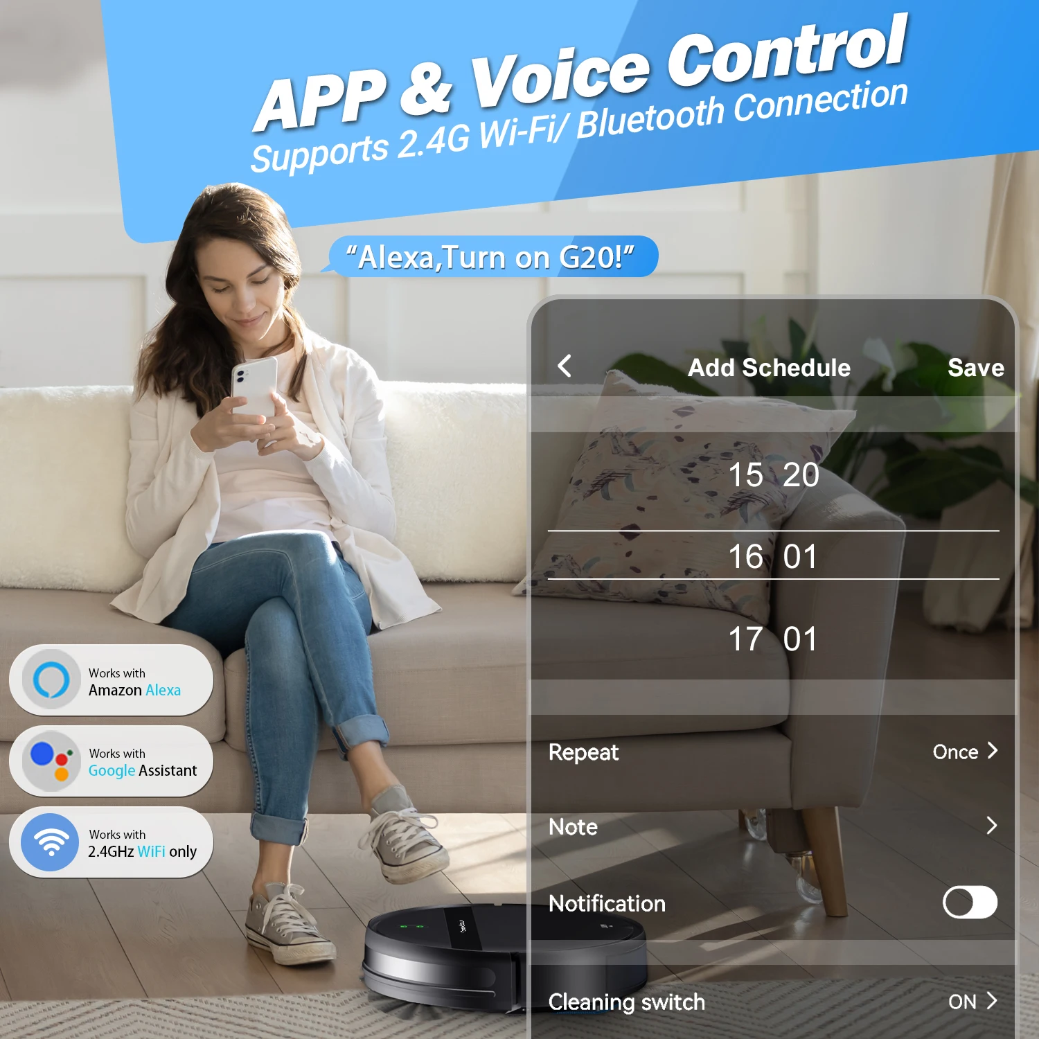 Teendow Intelligent Robotic Floor Sweeper Vacuum and Mop Robot Cleaner Automatic Smart Cleaning