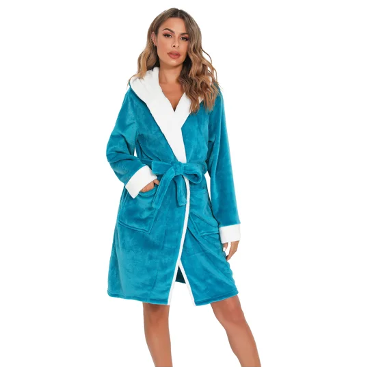 Custom Extra Thick Plush Ladies Full Length Nightgowns Wholesale Well-fitting Coral Fleece Robe Pajamas