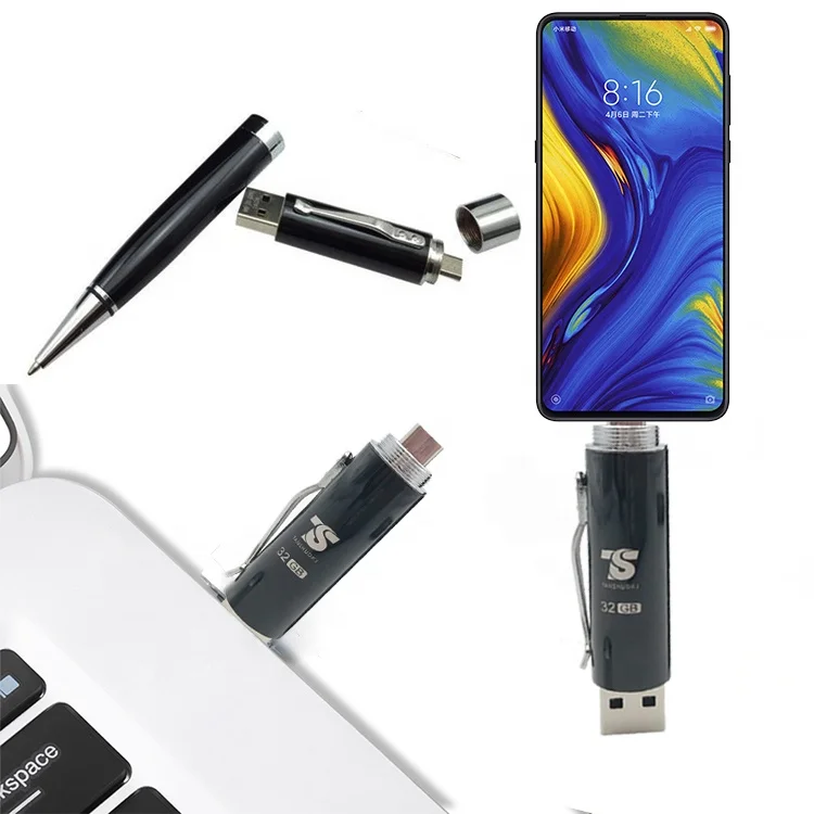 For Android phones stylos phone touch black ink ball point pen shape 3 in one otg usb flash drives