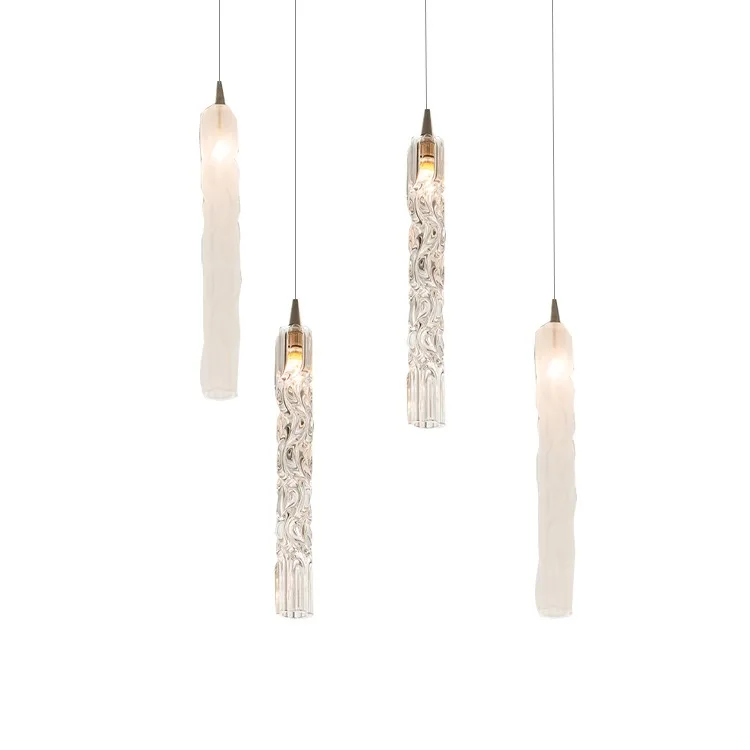 Modern simple hand-blown twisted glass duplex chandelier living room staircase dining bar chandelier
