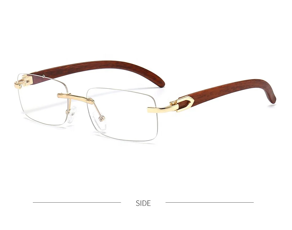 Square Sunglasses Luxury Shades Wood Buffs Sun Glasses Clear Lens Bamboo Fashion Mens Rimless 2023 Sunglasses