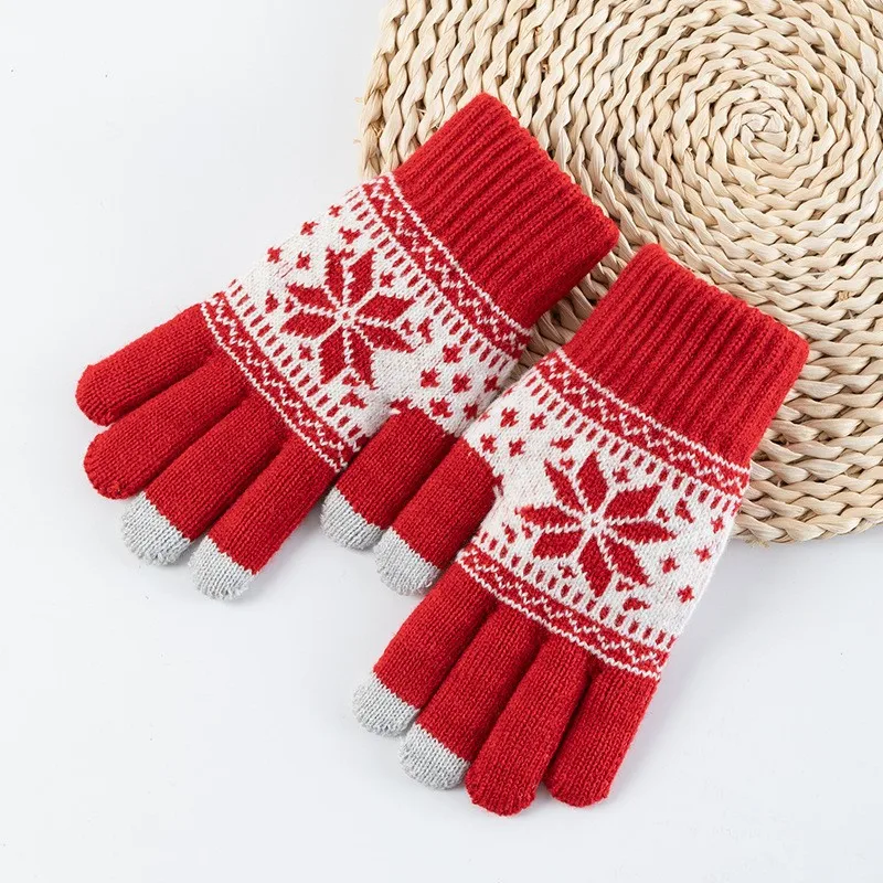 Thickened Korean Version Cold Proof Touch Screen Unisex Warm Acrylic Knitting Winter Gloves