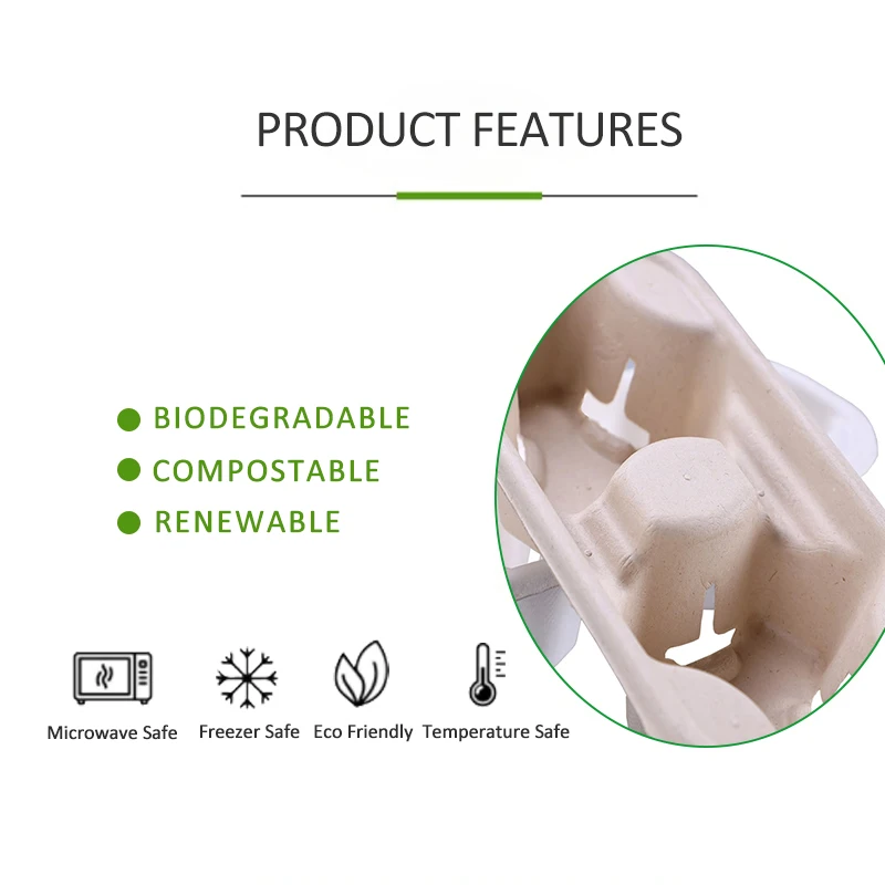 
Wholesale Coffee Cup Holder Recycled Paper Pulp Molded 2 Cup Paper Cup Holder Tray 