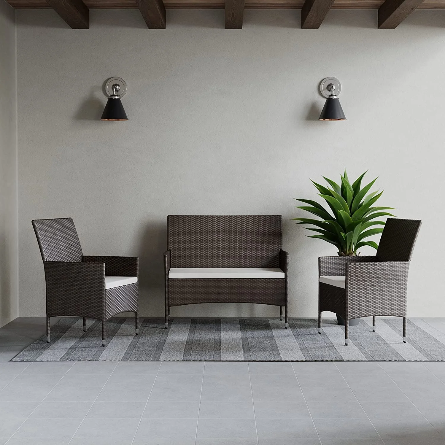 Cheap 4 Pieces Wicker Rattan  Outdoor Furniture Sale Set Garden Rattan Patio Sofa Outdoor Rattan Furniture Factory Whole Sales
