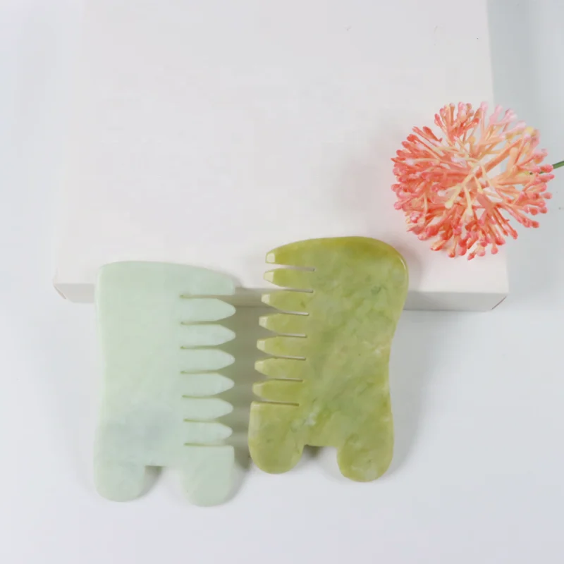2023 jade stone scalp head massager board best natural message guasha gua sha comb