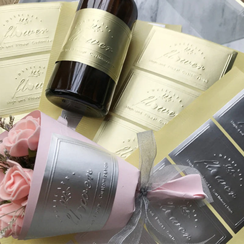 Custom Business Eco Friendly Logo Labels Gold Foil Sticker High Quality Emboss Logo Paper Sticker