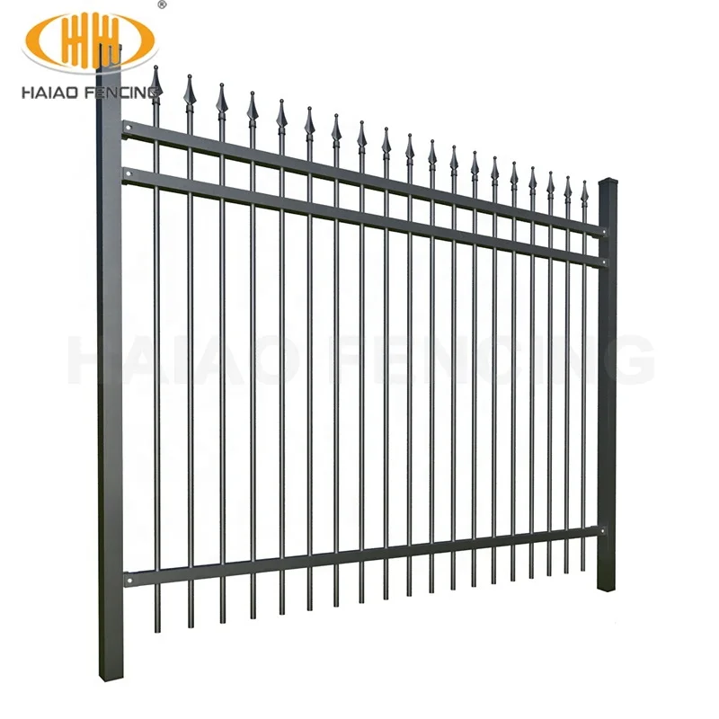 Haiao Fencing Spearhead Iron Fence Panels Black Tubular Metal Fence