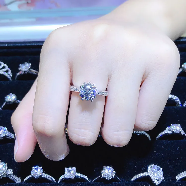 Luxury 0.5/1.0/2.0ct Moissanite Ring Engagement Full Diamond Princess Women Wedding Ring Sterling Silver 925 YGDR10120