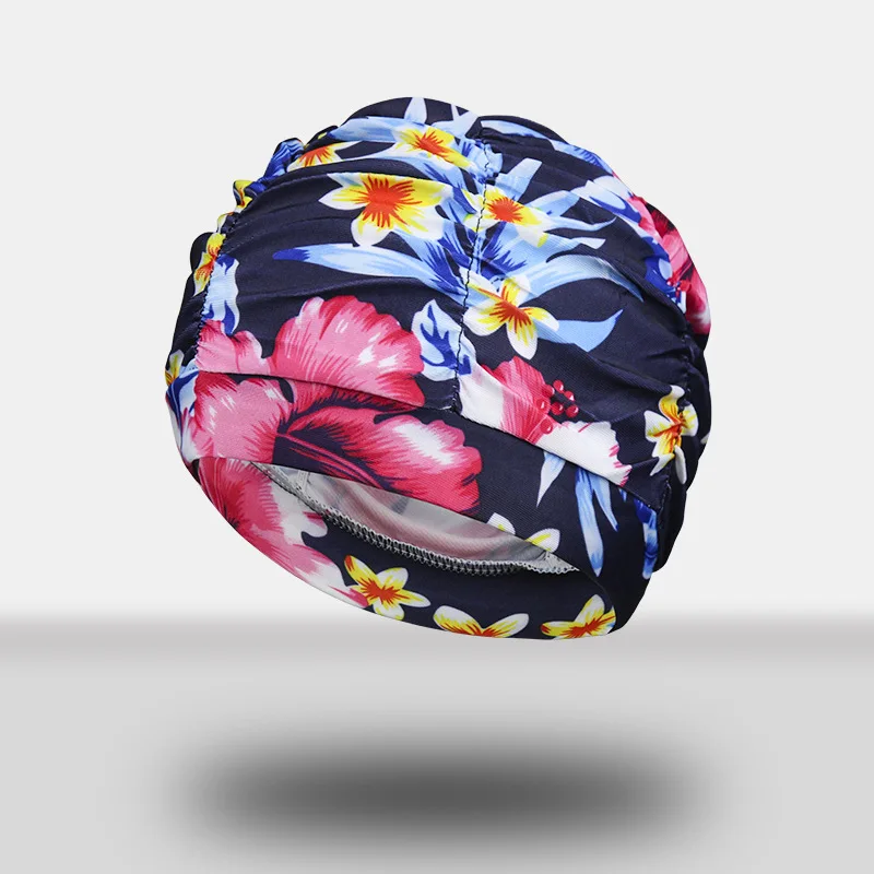 2024 New Fashion Custom Acceptable Print Swim Cap for Adult High Stretch No Leakage Large Fabric Swim Cap