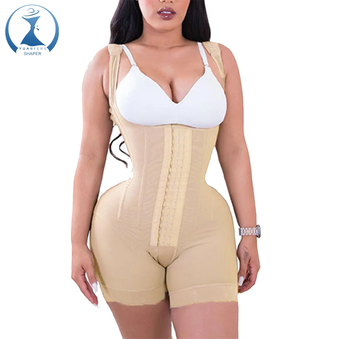 Womens Full Body Waist Trainer Zipper Tummy Control Bodysuit fajas shaper Open Bust Slimmer Corset Shapewear Adjustable straps