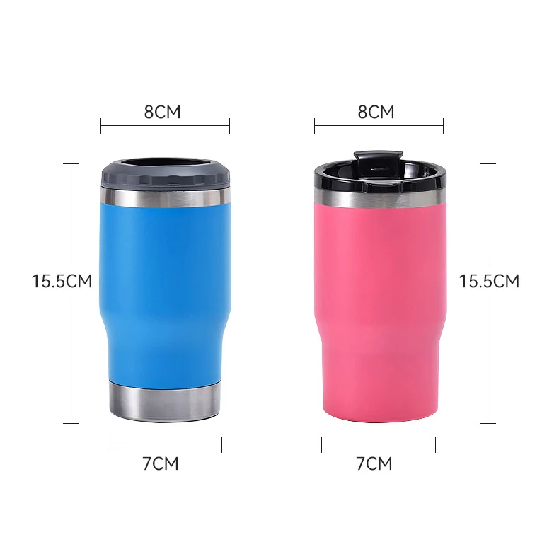 Wholesale Double Wall  4 in 1 Steel Can Cooler Vacuum Insulated Can Cooler With Opener 14oz Water Beer Can Cooler