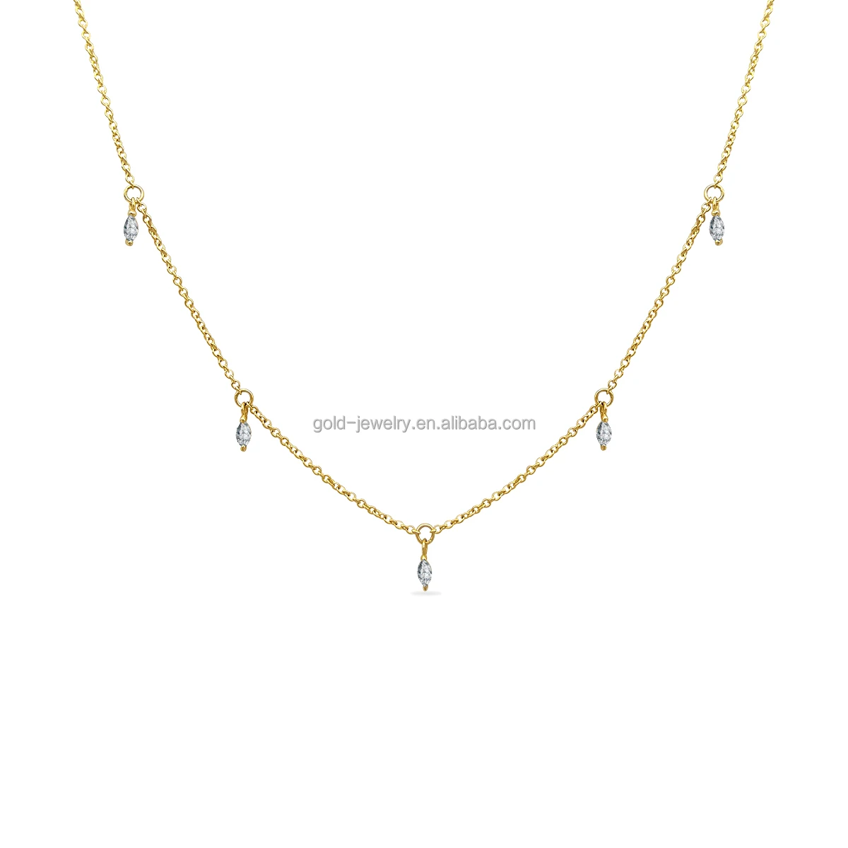 Женское колье из натурального желтого золота, 14 карат