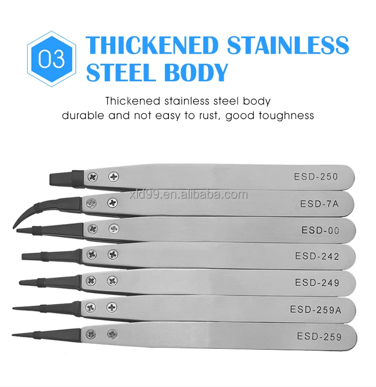 2021 High Precision Light Weight  Antistatic Esd Tweezers Esd Plastic Tweezers