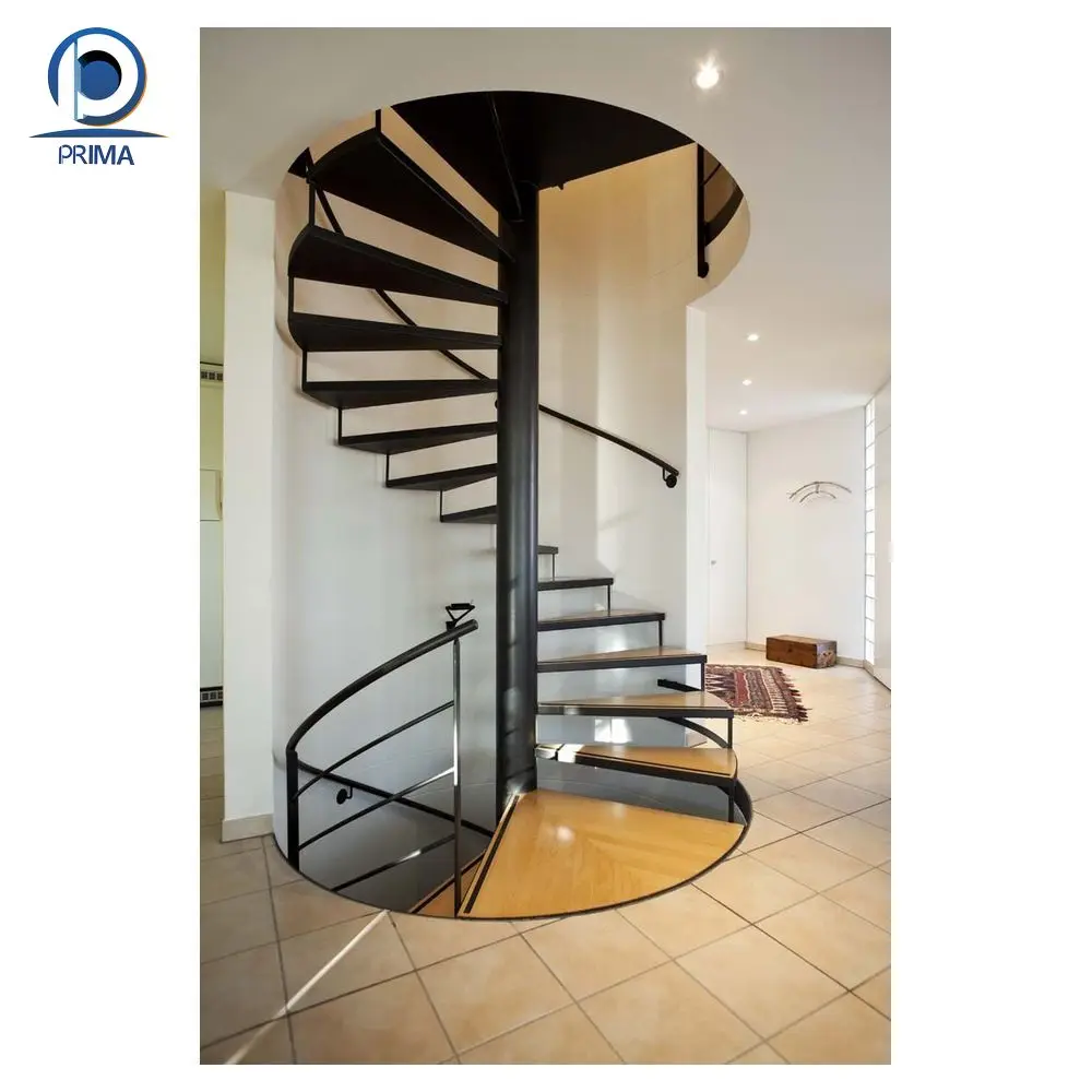 Spiral Stairs /luxury Villa Curved Staircase and Space Saving Stairs Hand-forged Metal Steel Wood Modern Solid Design