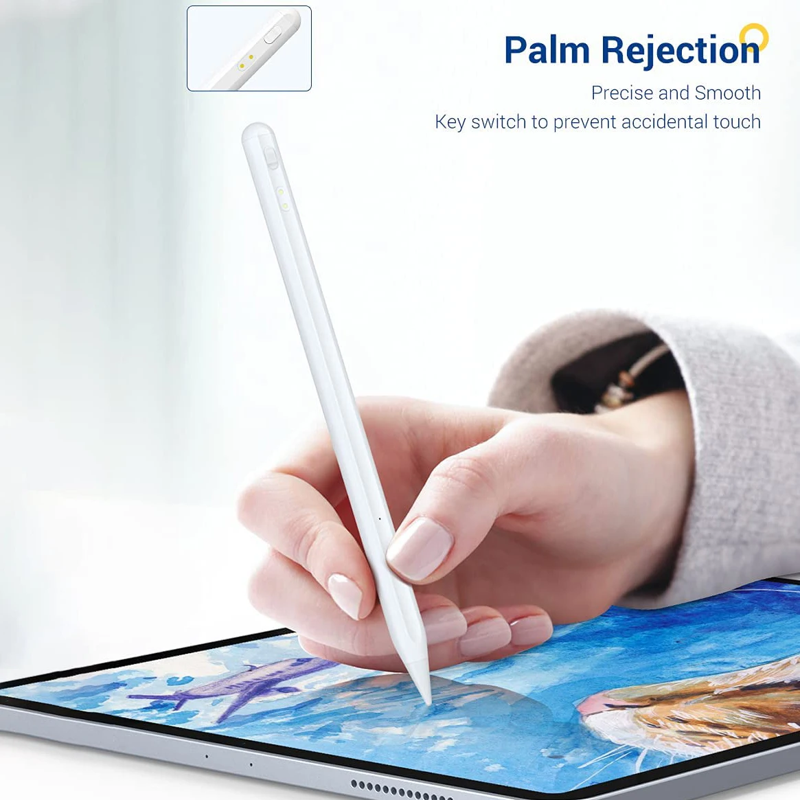 Smart Touch Palm Rejection Pencil Sensitive Capacitive  Stylus Pen for iPad Tablet