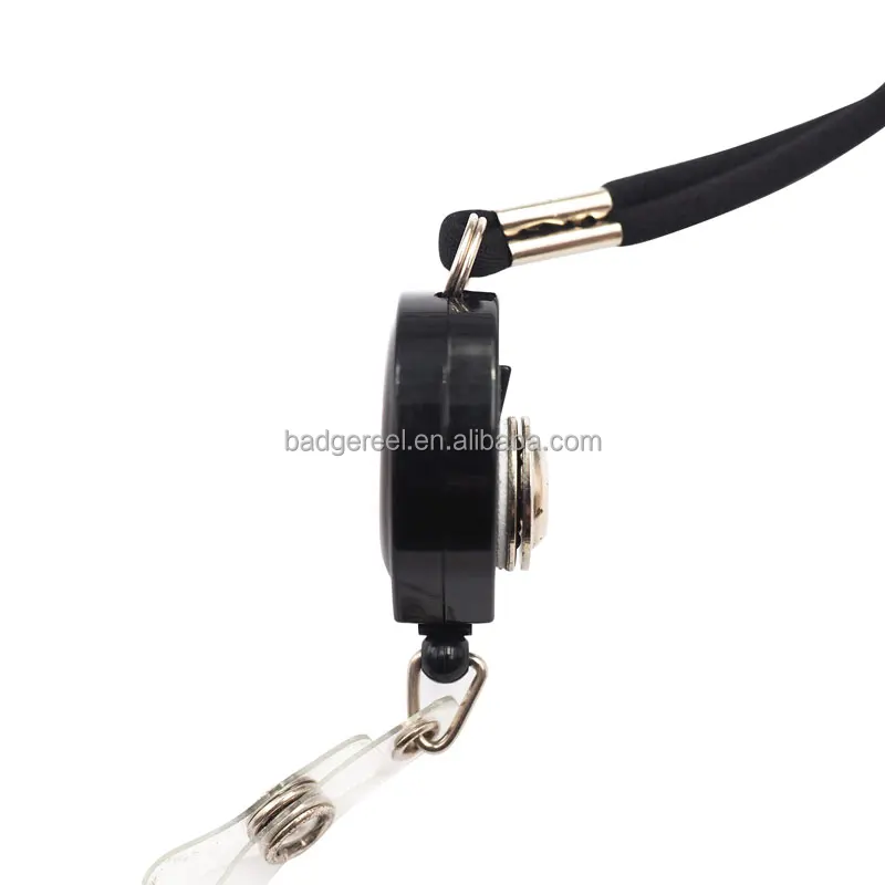 Polyester Id Card Round Neck Strap,Safety Rope Lanyard With magnetic ABS badge reel Round Rope, Plastic Safety Release Buck