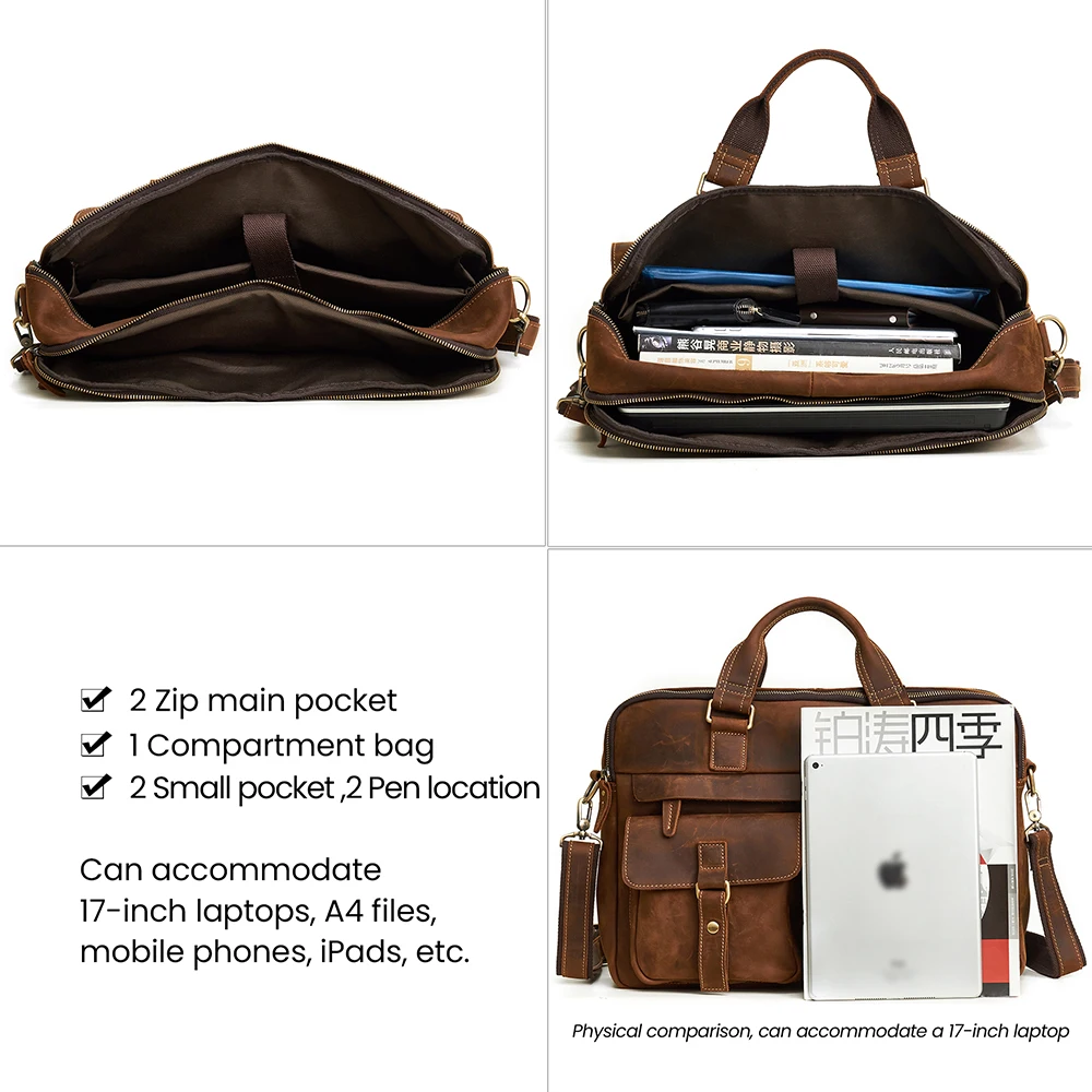 Genuine Leather Crossbody Shoulder Bag Men Handbags Laptop Bag Business Bags Cases Leather Men Briefcase For Office