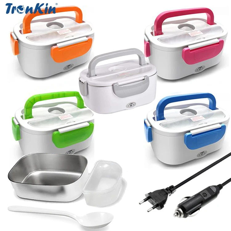 Tronkin Drop Shipping Portable Food Heater Electric Lunch Warmer Box Stainless Steel Heated Lunch Box Electric Lunch Box