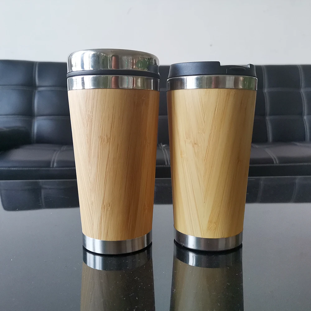 Eco Friendly Bamboo Fiber Travel Mug Sustainable Stainless Eco-Friendly Wood Bamboo coffee Travel Tumbler Mug
