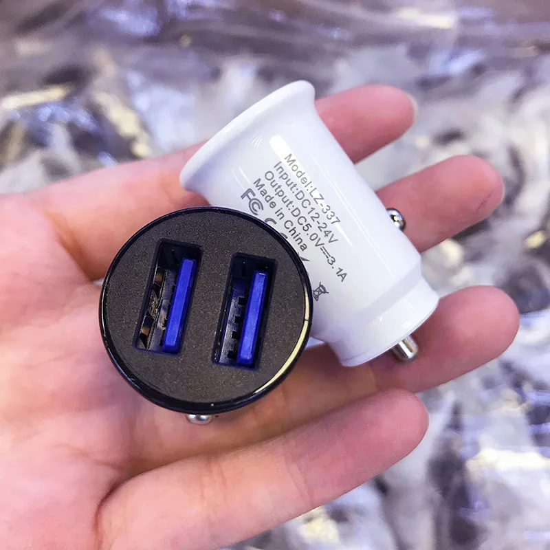 
High Quality Mini Dual USB 2.1A Mobile Phone Car USB Charger for samsung for iphone smartphone USB Charger 