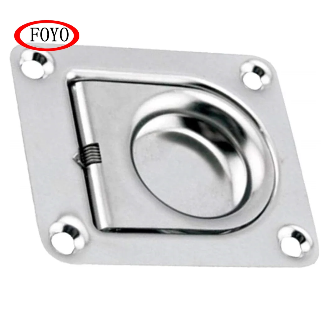 Foyo Brand 1-3/4' Stainless Steel Rectangular Spring Loaded Flush Lift Handle Stainless Steel for Yacht and Kayak