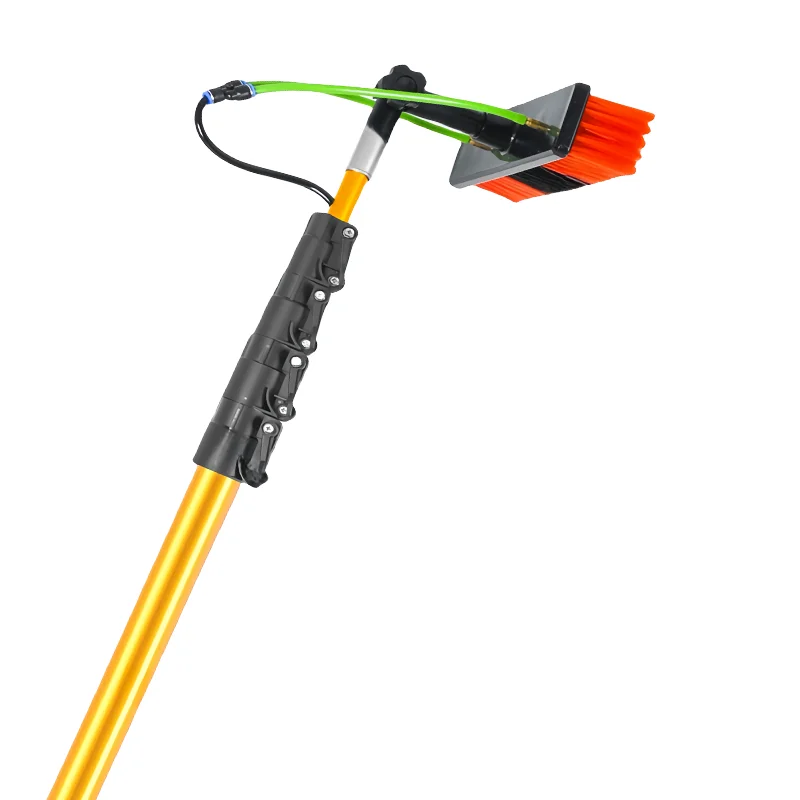 Aluminum Telescopic Solar Panel Cleaning Brush Water Fed Poles For Window Cleaning System