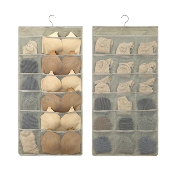 6.5 Factory wholesale Oxford cloth wardrobe door rear storage hanging bag hanging underwear socks double-sided mesh storage bag