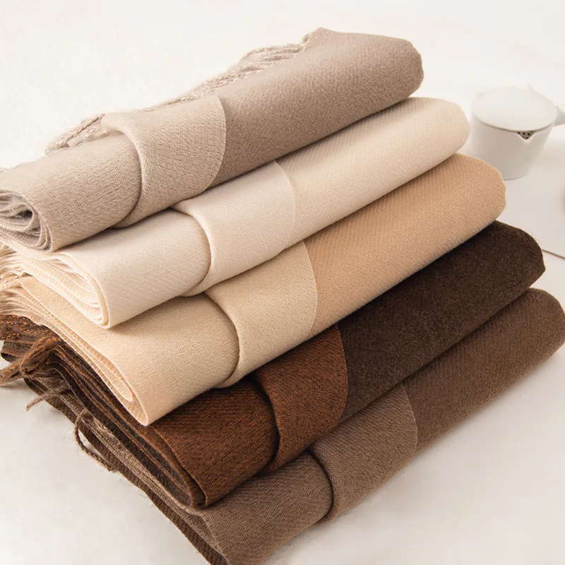 fashion oem custom inner mongolia fine wool silk cashmere cotton plaid knit long stole sjaal scarves for women
