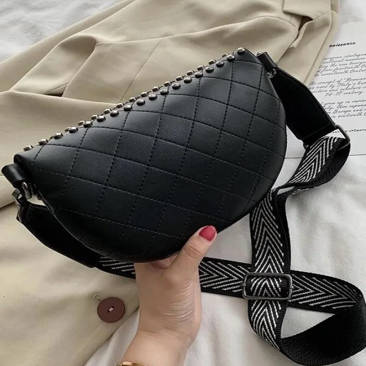 Crossbody Leather Chest Women Wholesale Black Custom Logo Cell Phone Luxury Customised Pouch Waist Studded Fanny Pack