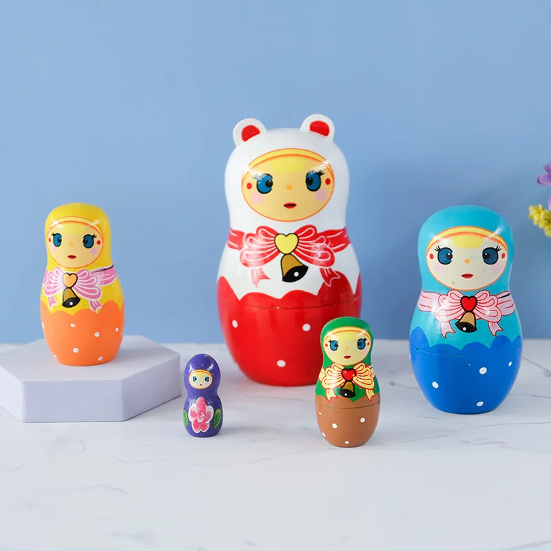 Best Selling Manual Wholesale Customization Matryoshka Wood Russian Doll Cartoon Toy for Gift