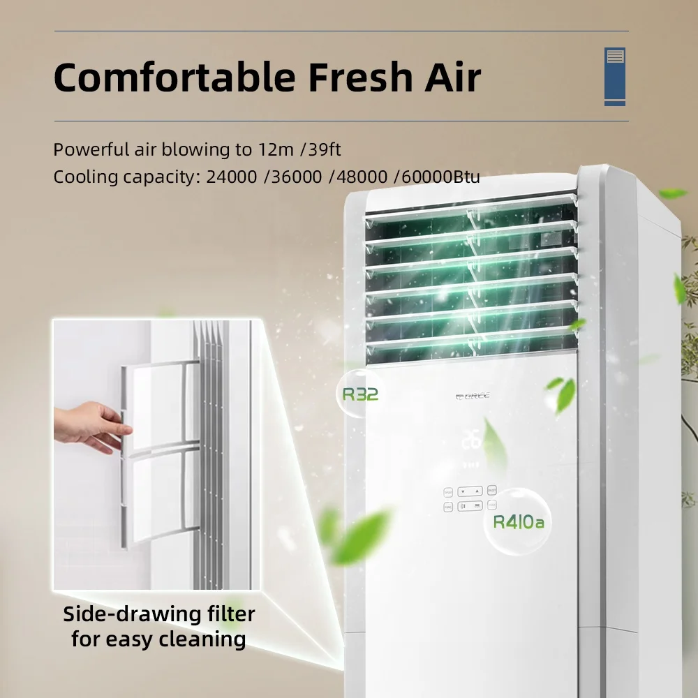 Gree Floor Standing Air Conditioner 24000Btu 36000Btu 48000BTU Cooling Heating Domestic Cabinet Air Conditioner Hotel Room Wifi