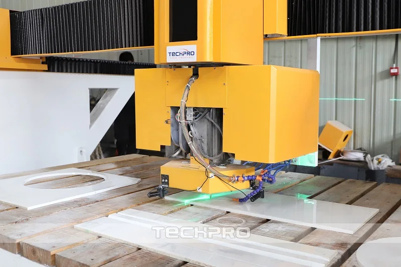 China Cnc Stone Cutting Machine Granite 4+1 Axis Bridge Saw Chamfer Cutting Stone Cutter For Kitchen Countertop Sink Hole