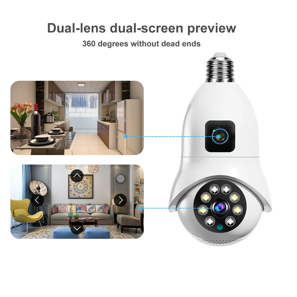 Smart Home Dual Lenses Night Vision Guangzhou PTZ IP Camera E27 other camera accessories Door Video Security Camera