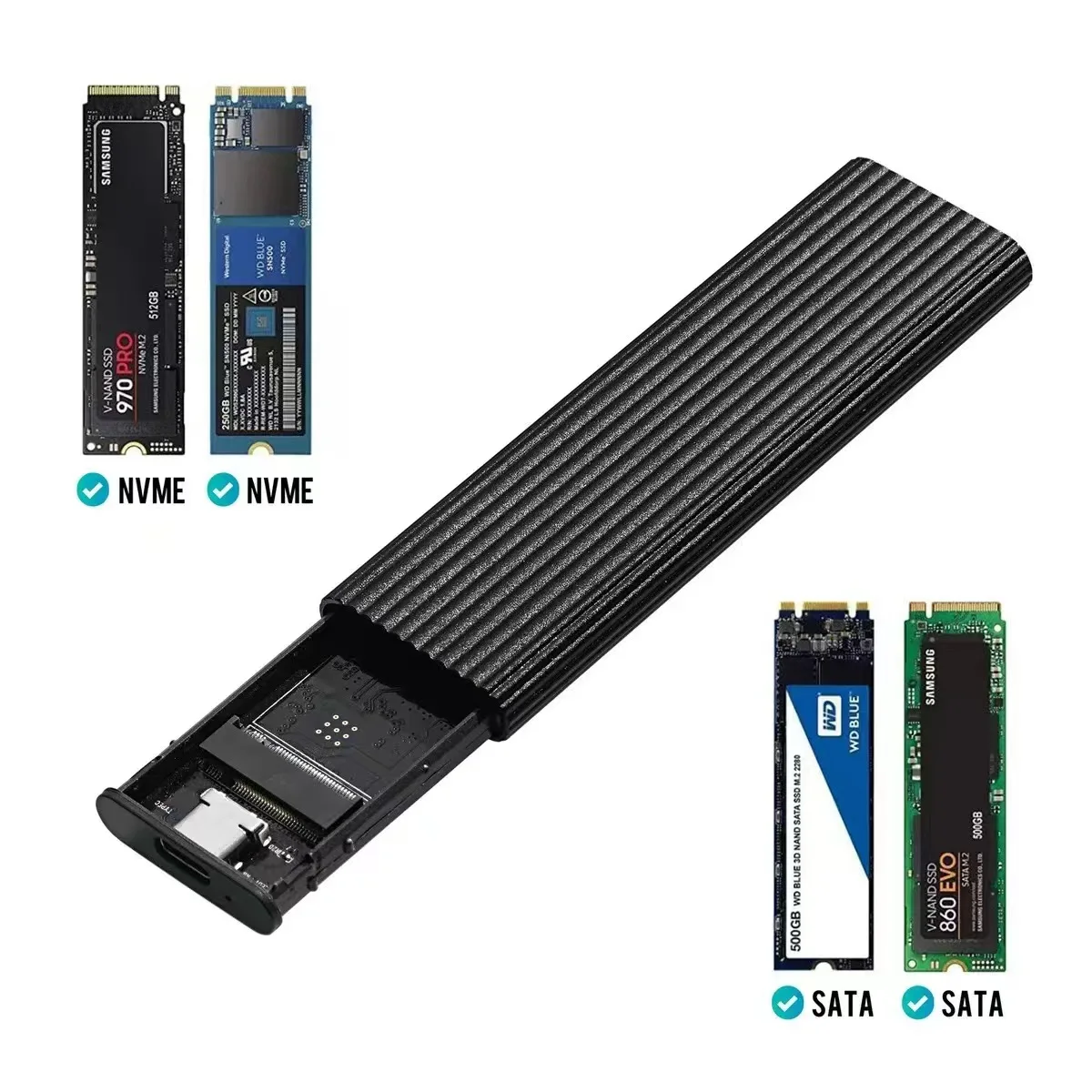 High quality customized logo 10Gpbs fast speed M.2 NVME PCIe NGFF adapter ssd m2 nvme hdd case enclosure