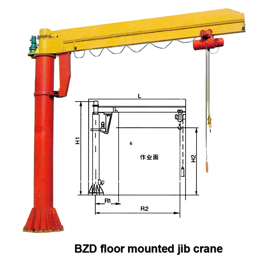 Remote control hoist slewing jib crane 2 ton jib crane price