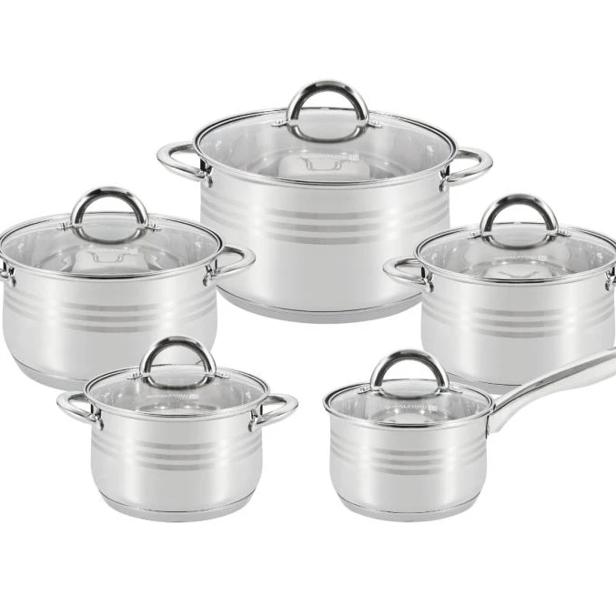 Induction Bottom German Style Stainless Steel Cookware Set Casserole Pot Set