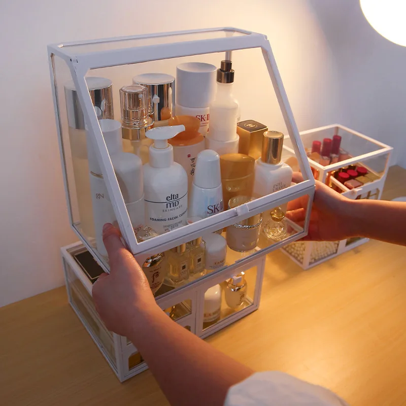 wholesale high-quality  material glass Cosmetics Storage Box Makeup Brushes holder makeup organizer