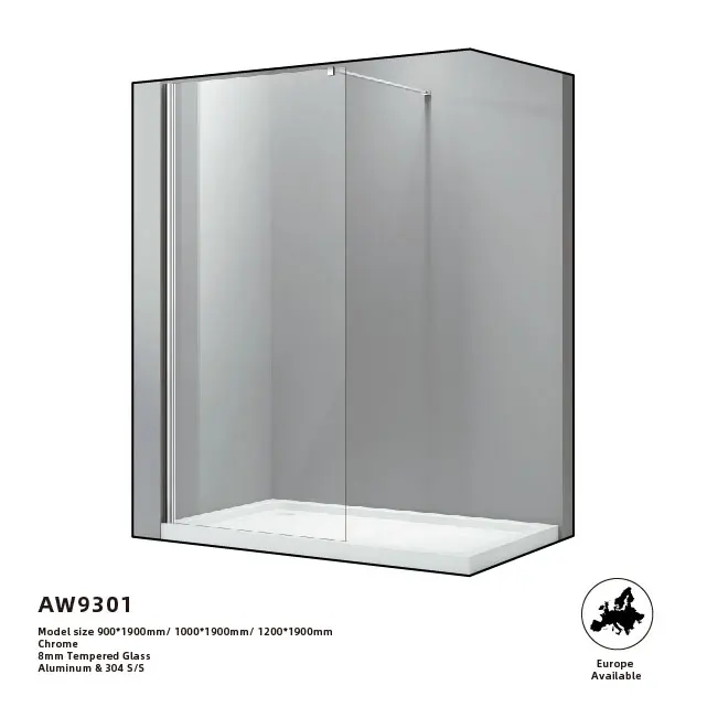 SUMI tempered glass sliding shower door frameless shower door system shower sliding door mampara de ducha